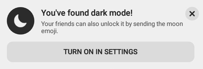 Found dark-mode-on-message